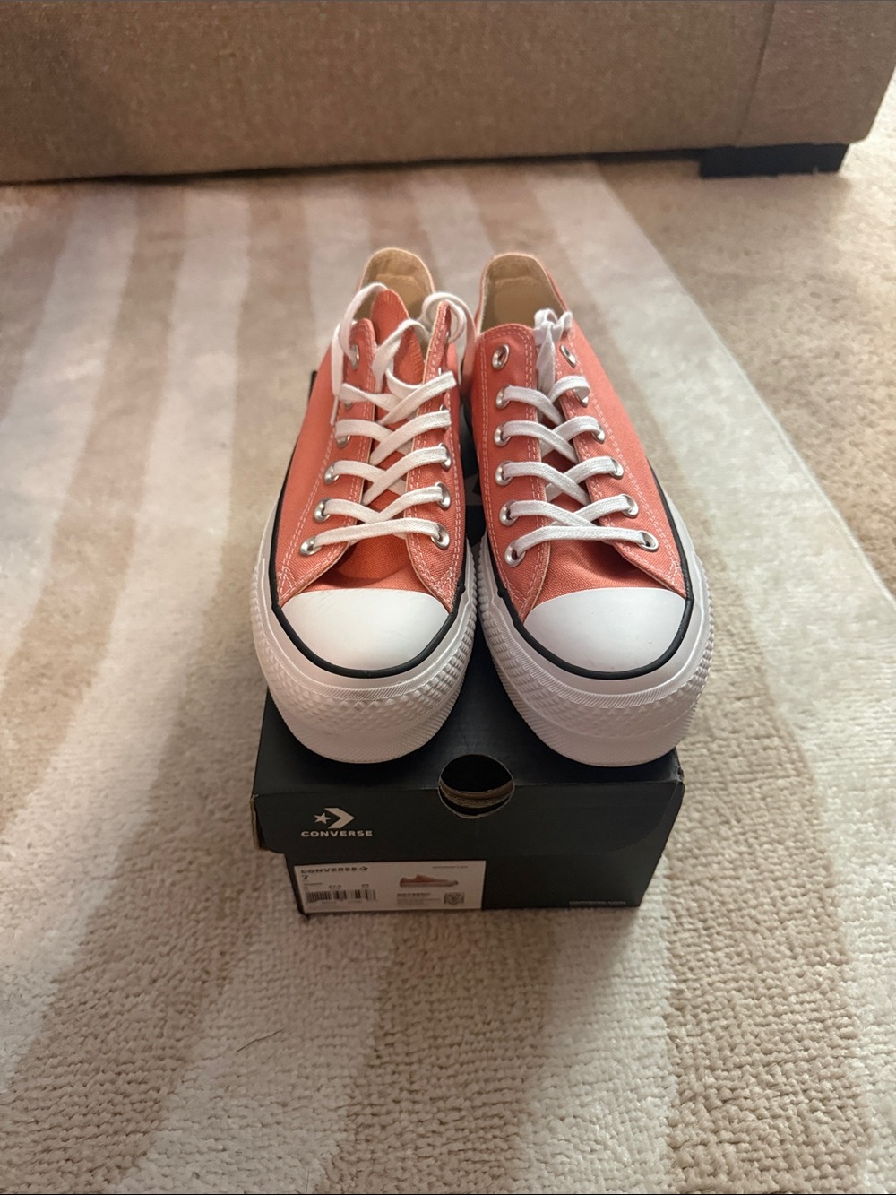 Converse Coral Pink Low-Top Platform Sneakers